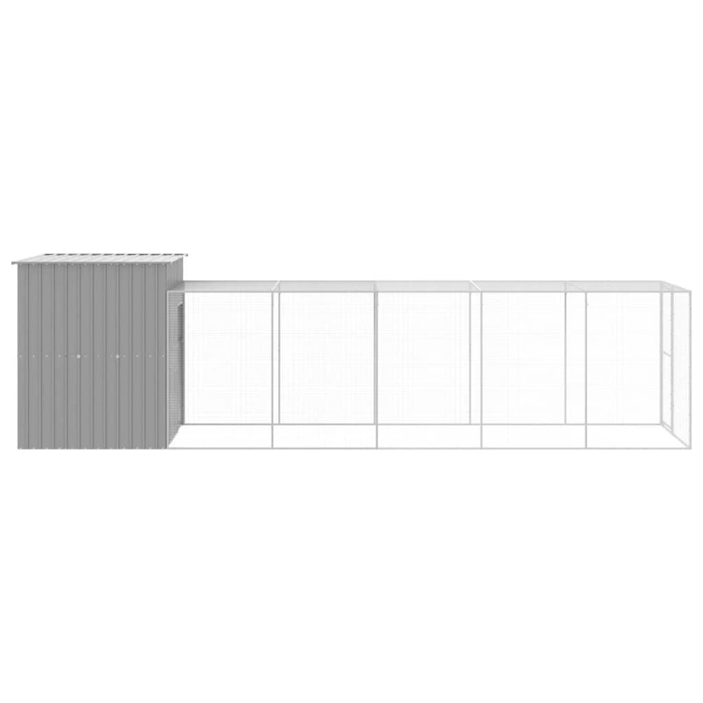 Kippenhok met ren 165x659x181 cm staal lichtgrijs - Afbeelding 4