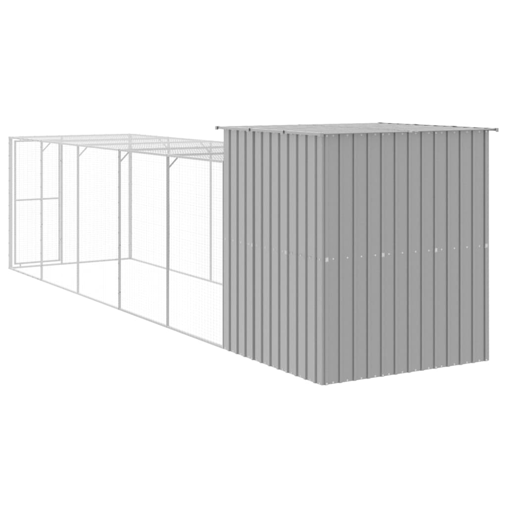 Kippenhok met ren 165x659x181 cm staal lichtgrijs - Afbeelding 5