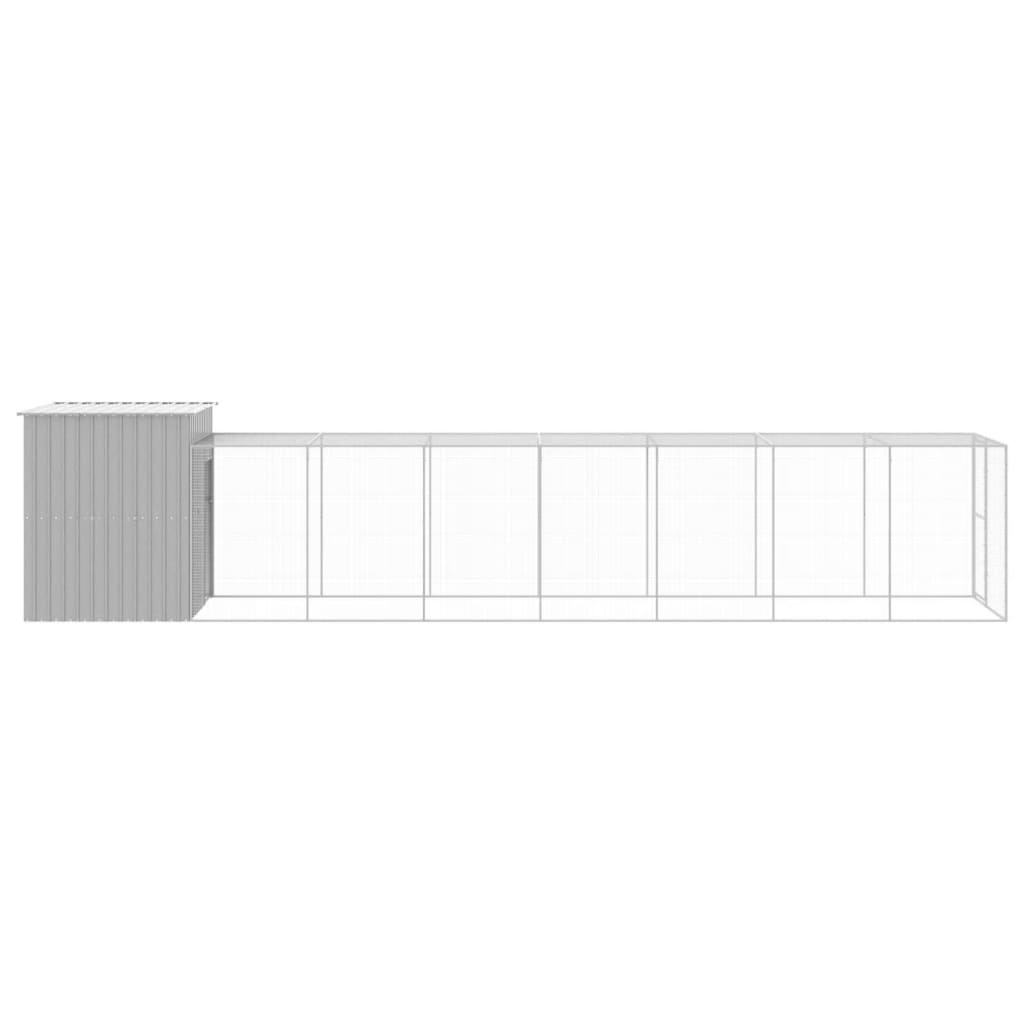 Kippenhok met ren 165x863x181 cm gegalvaniseerd staal grijs - Afbeelding 4