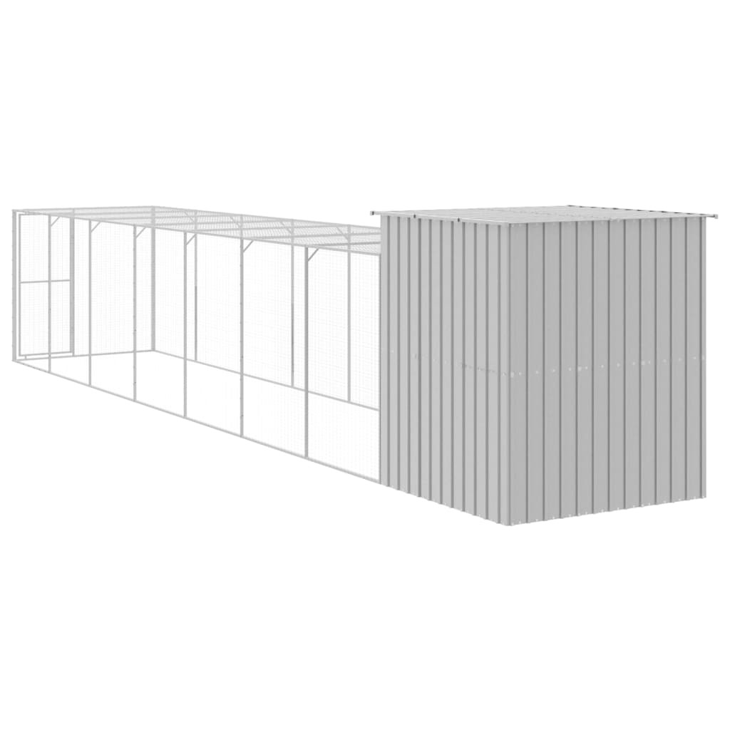 Kippenhok met ren 165x863x181 cm gegalvaniseerd staal grijs - Afbeelding 5