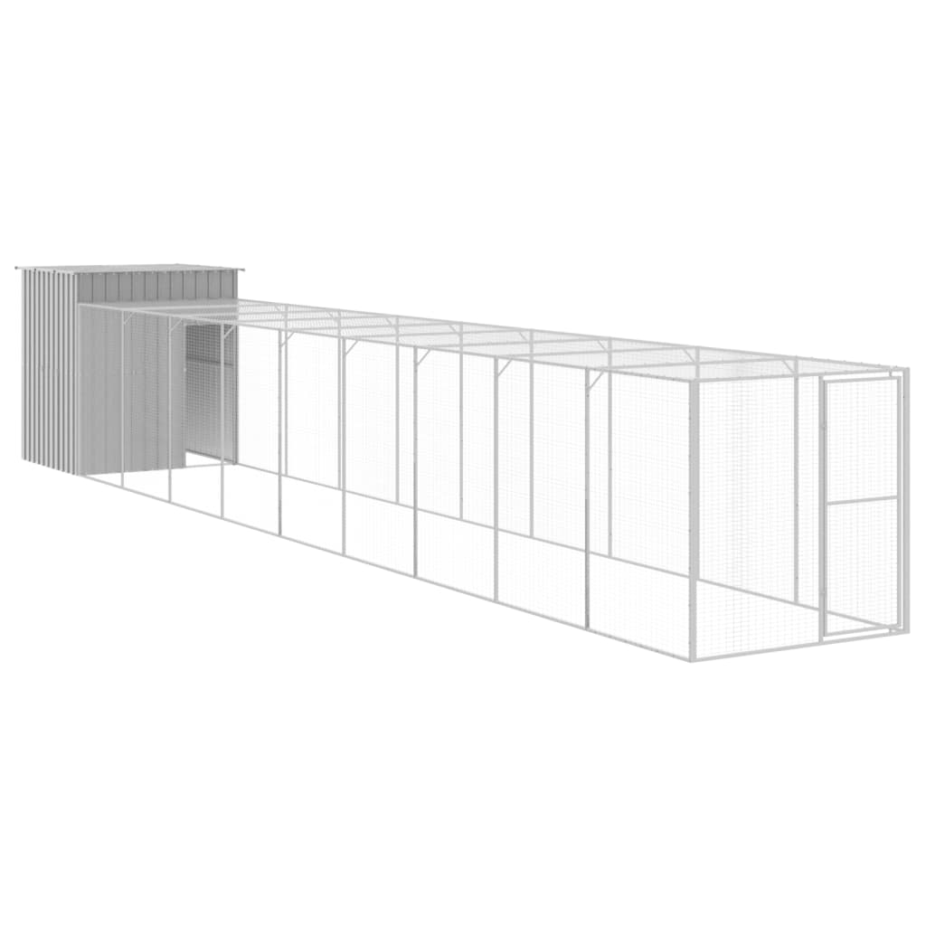 Kippenhok met ren 165x1067x181 cm staal lichtgrijs - Afbeelding 2