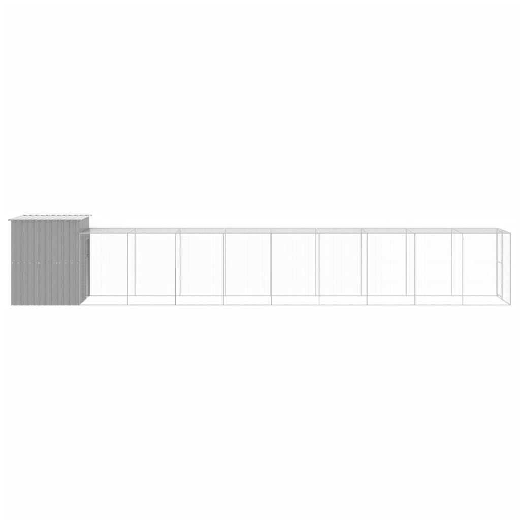 Kippenhok met ren 165x1067x181 cm staal lichtgrijs - Afbeelding 4