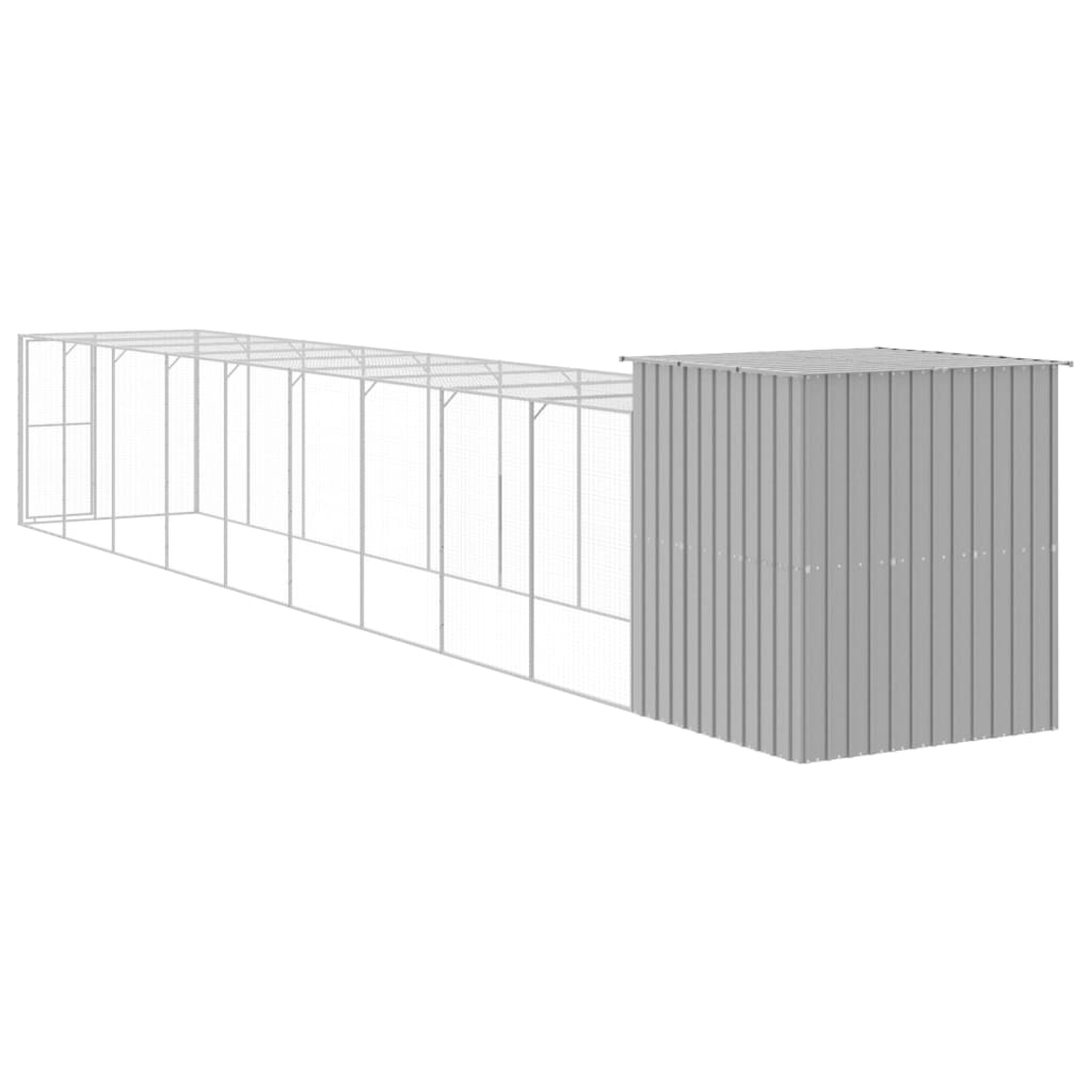 Kippenhok met ren 165x1067x181 cm staal lichtgrijs - Afbeelding 5