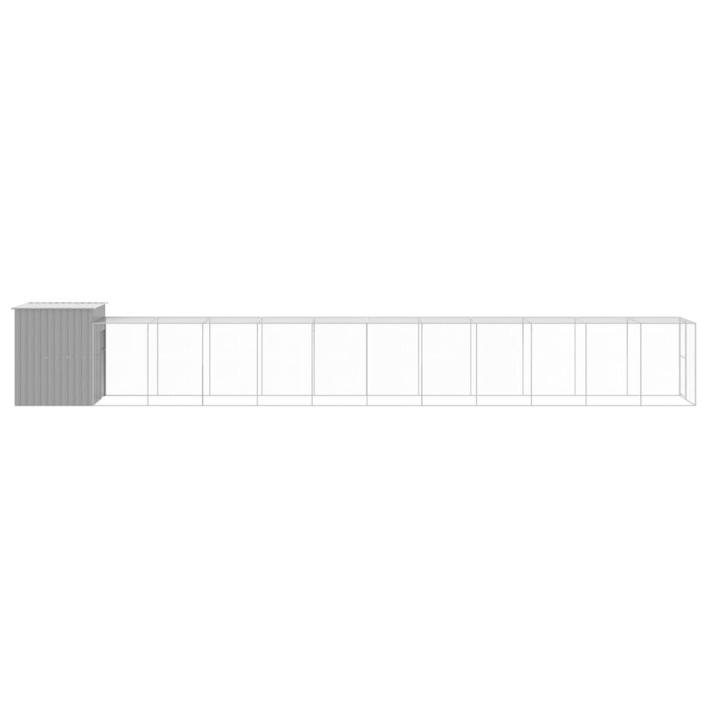 Kippenhok met ren 165x1271x181 cm staal lichtgrijs - Afbeelding 3