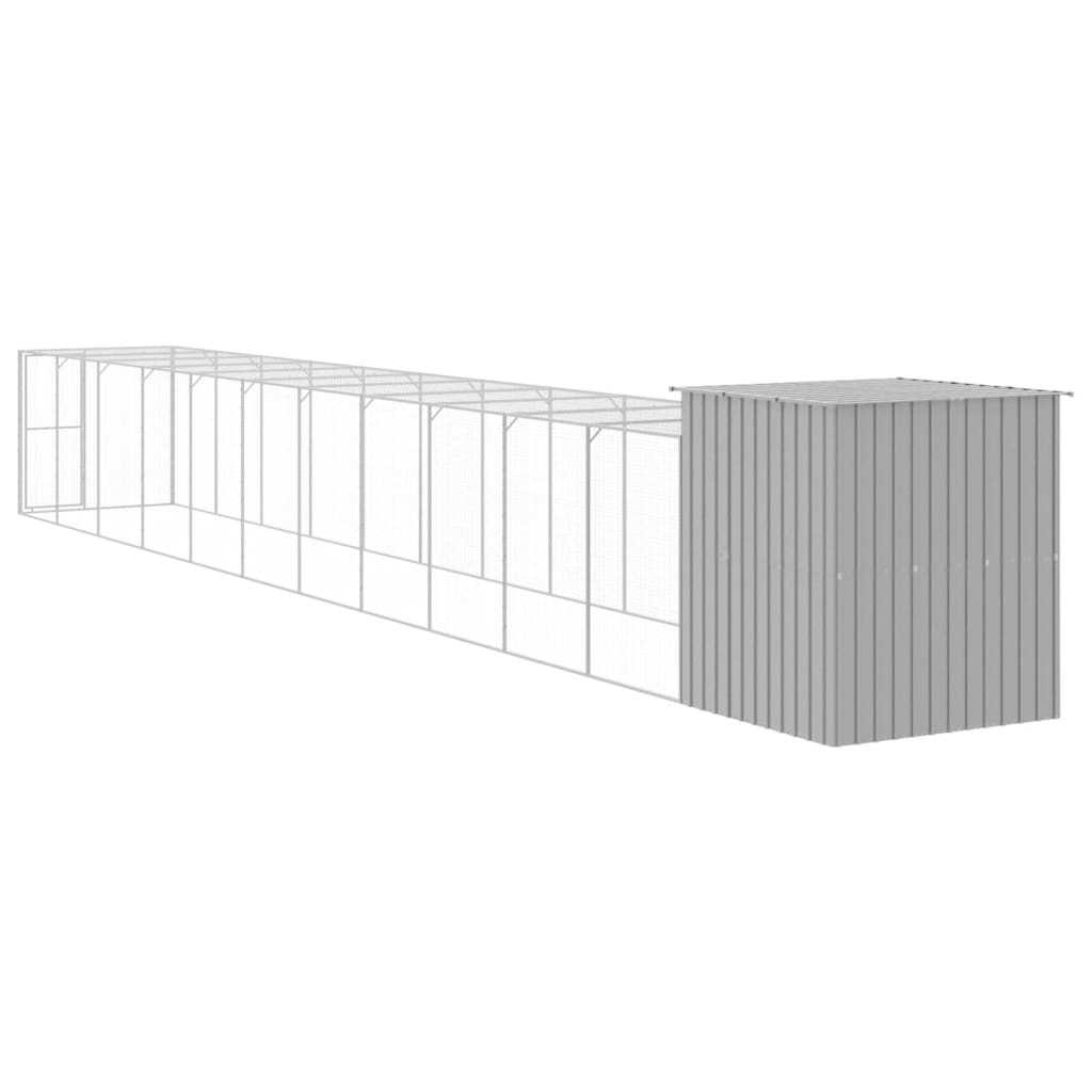 Kippenhok met ren 165x1271x181 cm staal lichtgrijs - Afbeelding 4