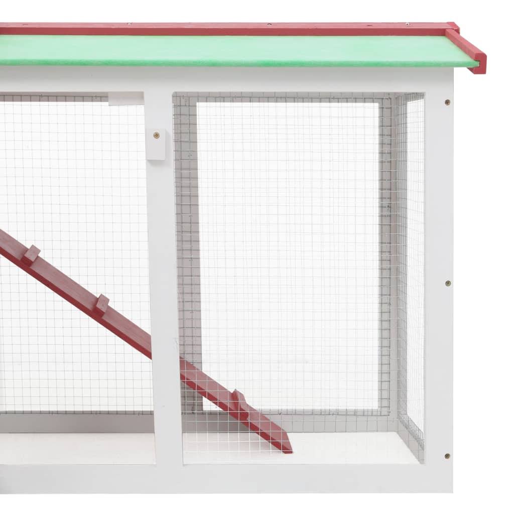 Konijnenhok voor buiten groot 145x45x84 cm hout rood en wit - Afbeelding 5