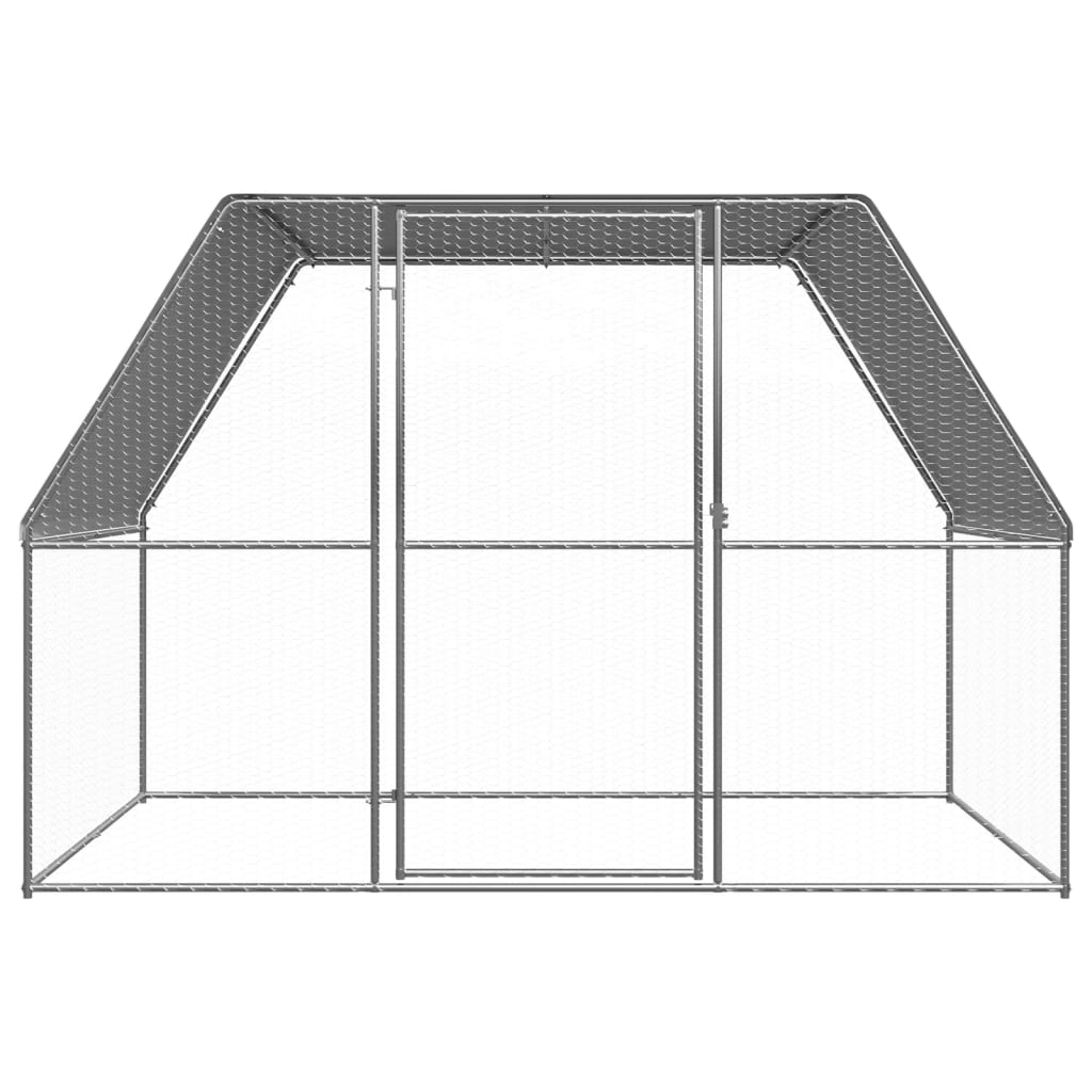 Kippenkooi 3x2x2 m gegalvaniseerd staal zilverkleurig en grijs - Afbeelding 2