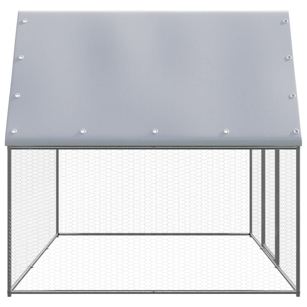 Kippenkooi 3x2x2 m gegalvaniseerd staal zilverkleurig en grijs - Afbeelding 3
