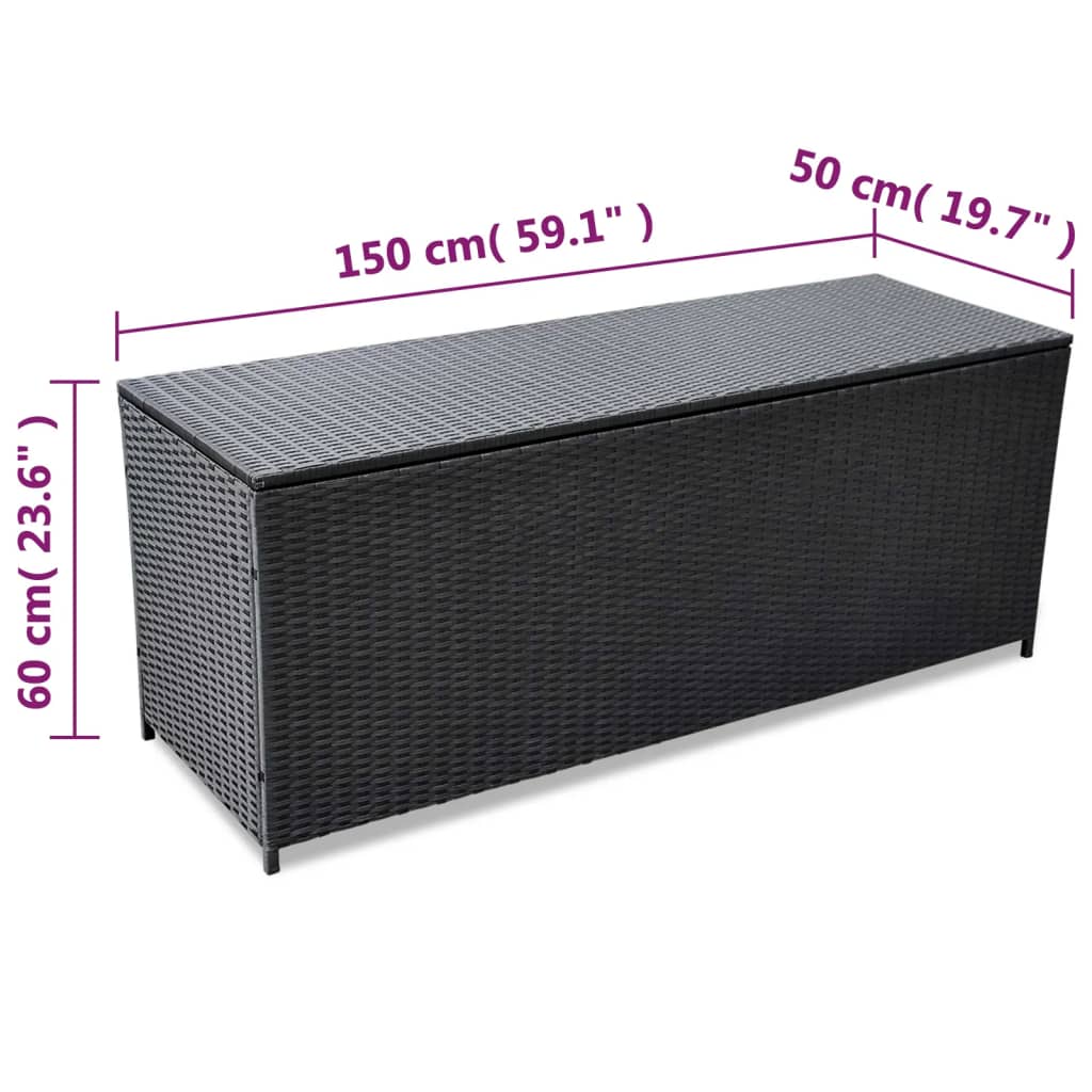 Tuinbox 150x50x60 cm poly rattan zwart - Afbeelding 4