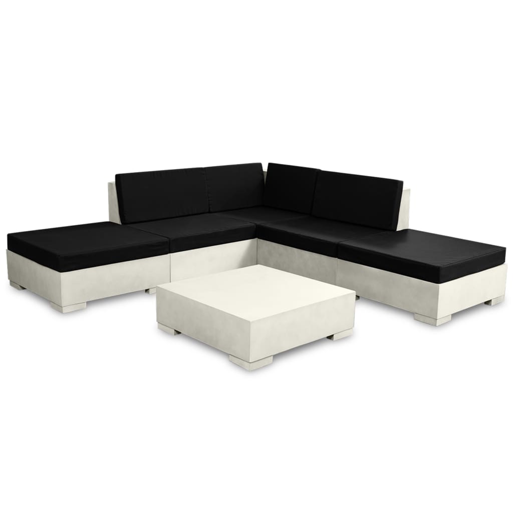 6-delige Loungeset met kussens beton grijs - Afbeelding 2