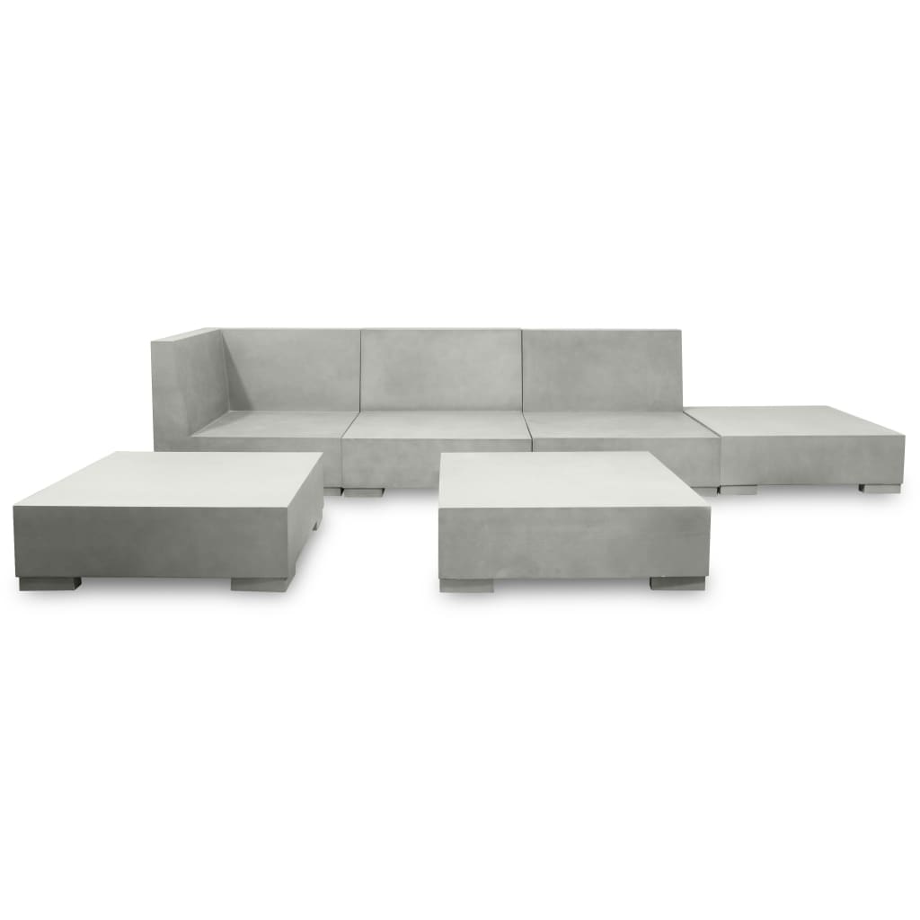 6-delige Loungeset met kussens beton grijs - Afbeelding 3