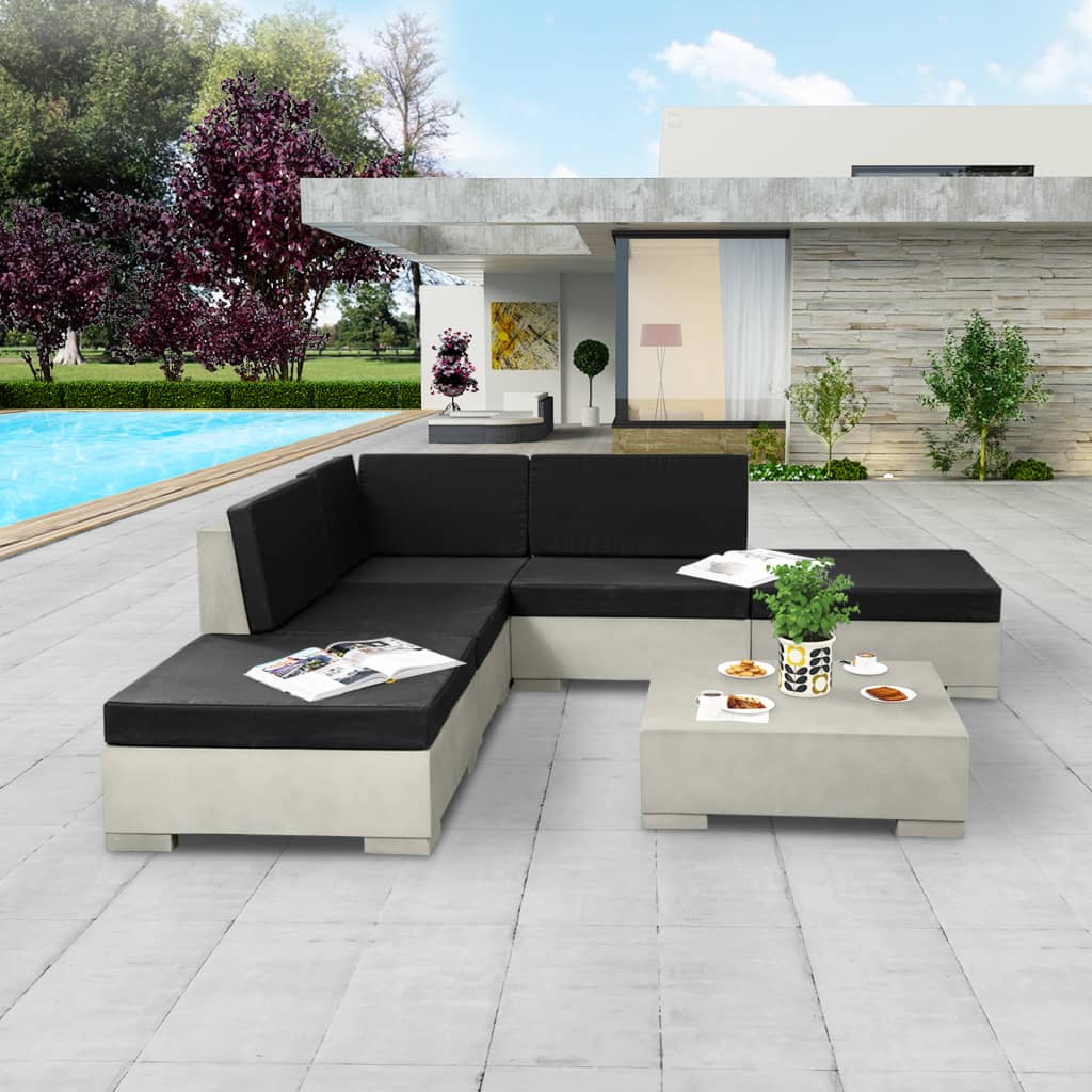 6-delige Loungeset met kussens beton grijs