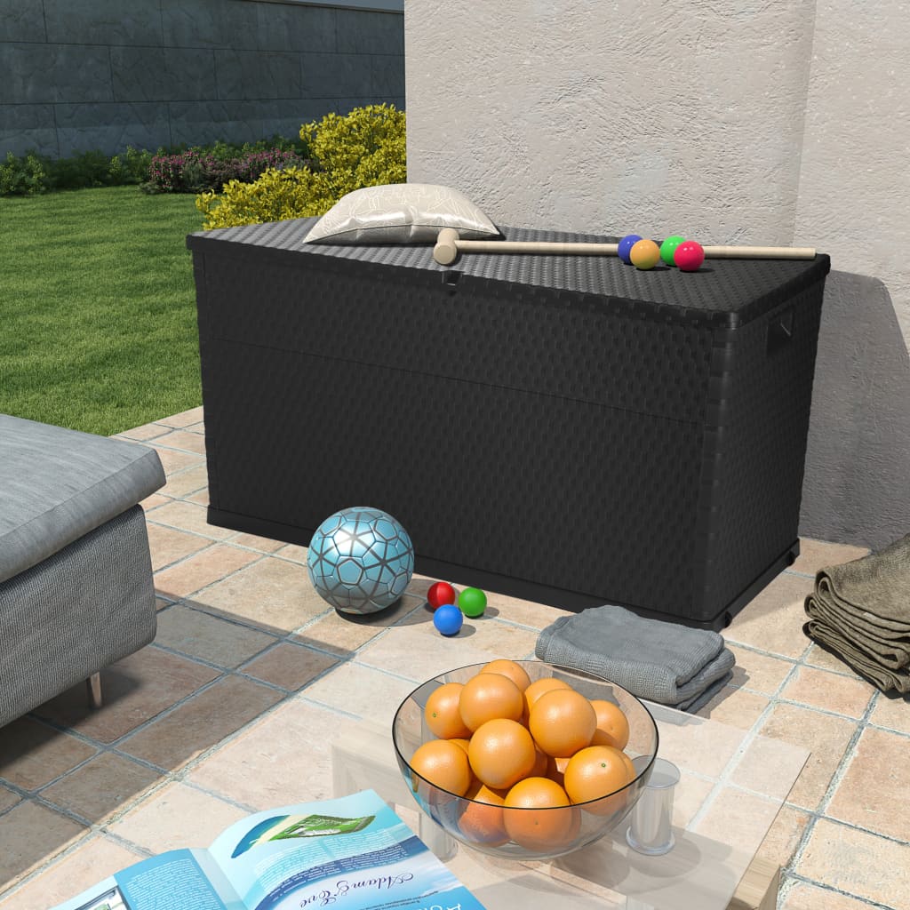 Tuinbox 120x56x63 cm polypropeen rattan antracietkleurig - Afbeelding 2