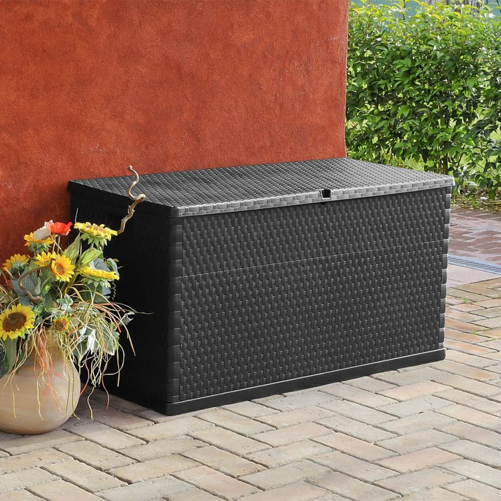 Tuinbox 120x56x63 cm polypropeen rattan antracietkleurig - Afbeelding 3