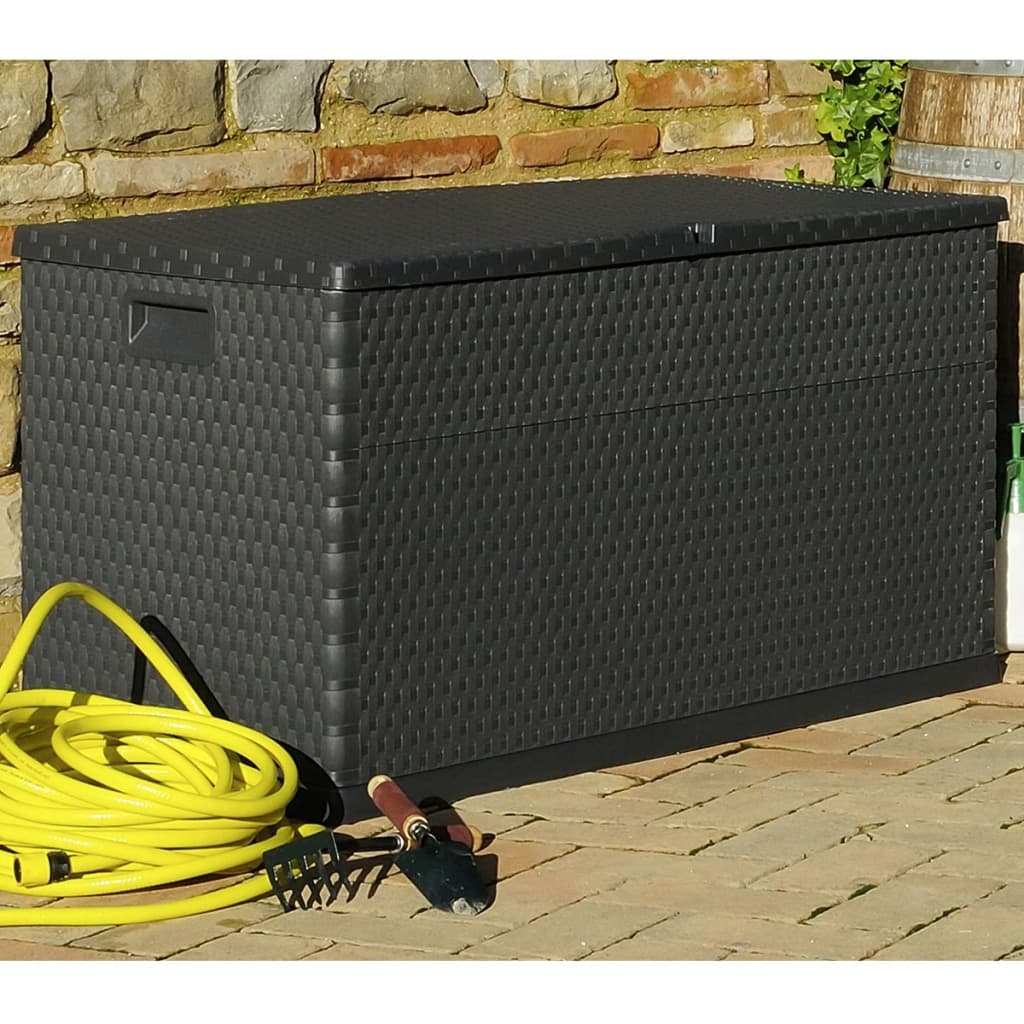 Tuinbox 120x56x63 cm polypropeen rattan antracietkleurig - Afbeelding 4