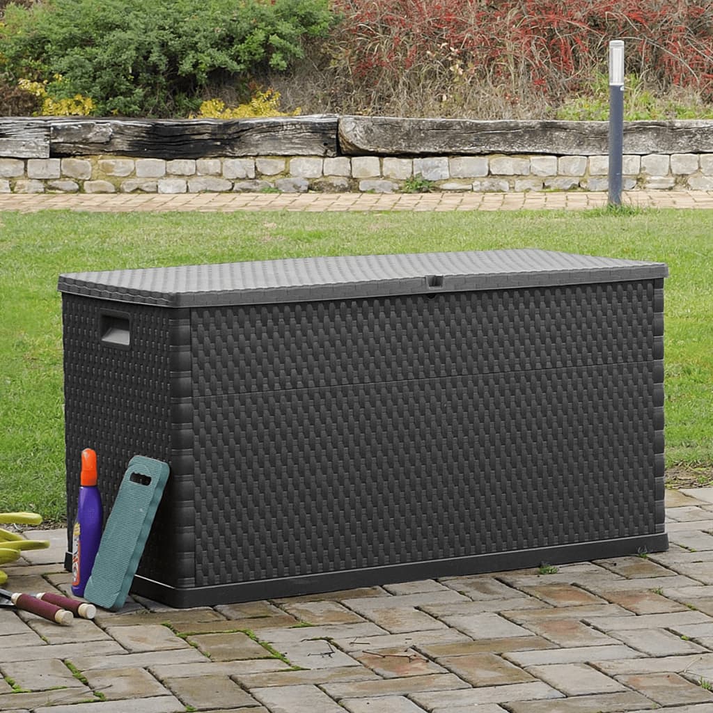 Tuinbox 120x56x63 cm polypropeen rattan antracietkleurig - Afbeelding 5