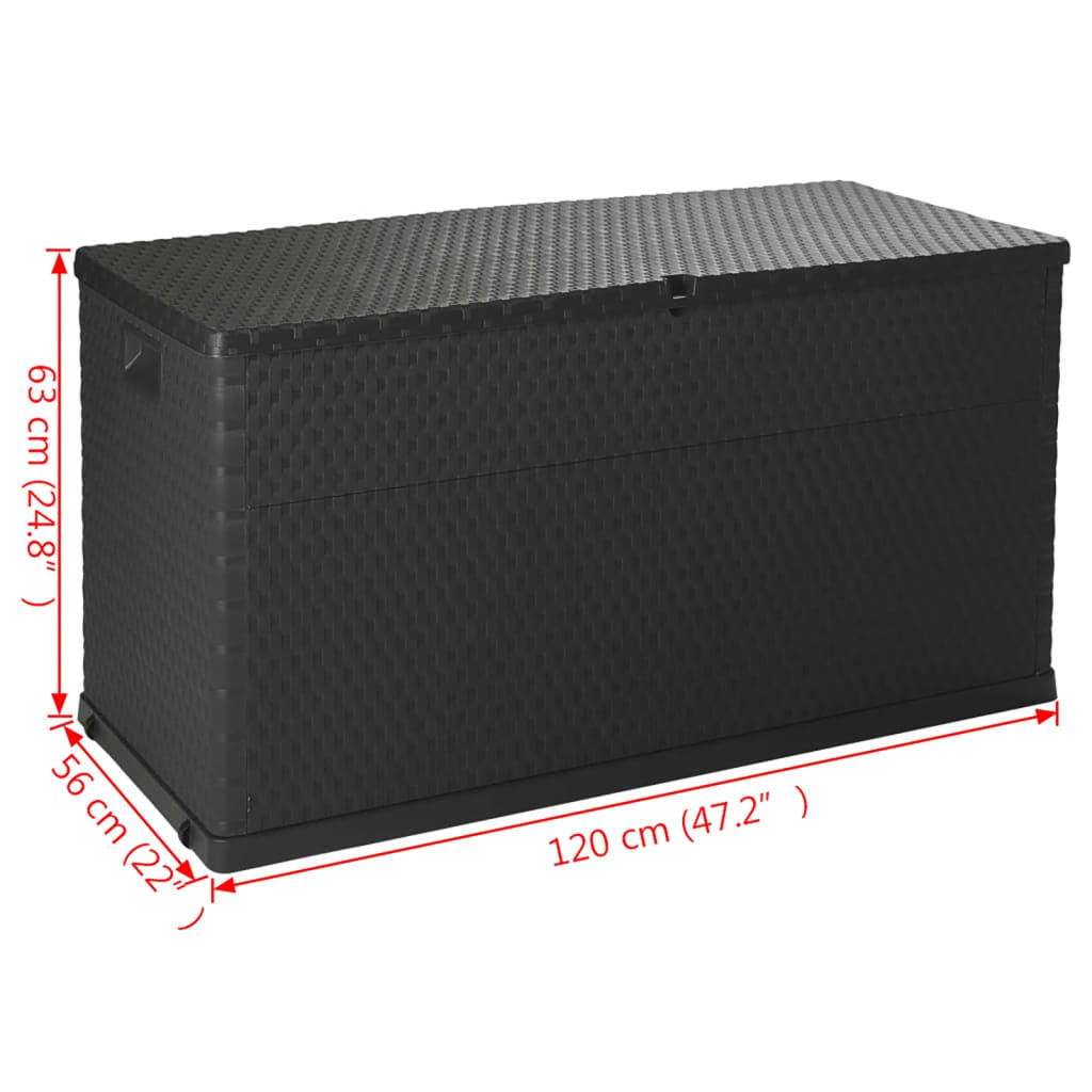 Tuinbox 120x56x63 cm polypropeen rattan antracietkleurig - Afbeelding 10