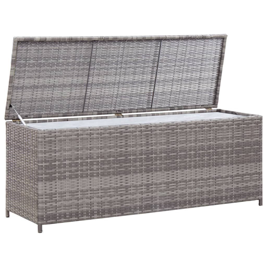 Tuinbox 120x50x60 cm poly rattan grijs - Afbeelding 3