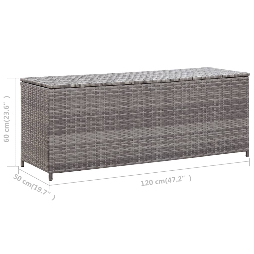 Tuinbox 120x50x60 cm poly rattan grijs - Afbeelding 8