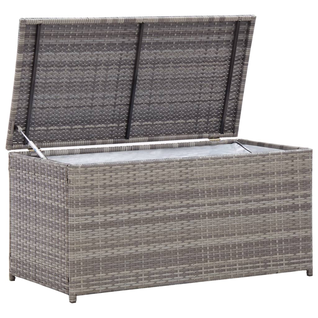 Tuinbox 100x50x50 cm poly rattan grijs - Afbeelding 3