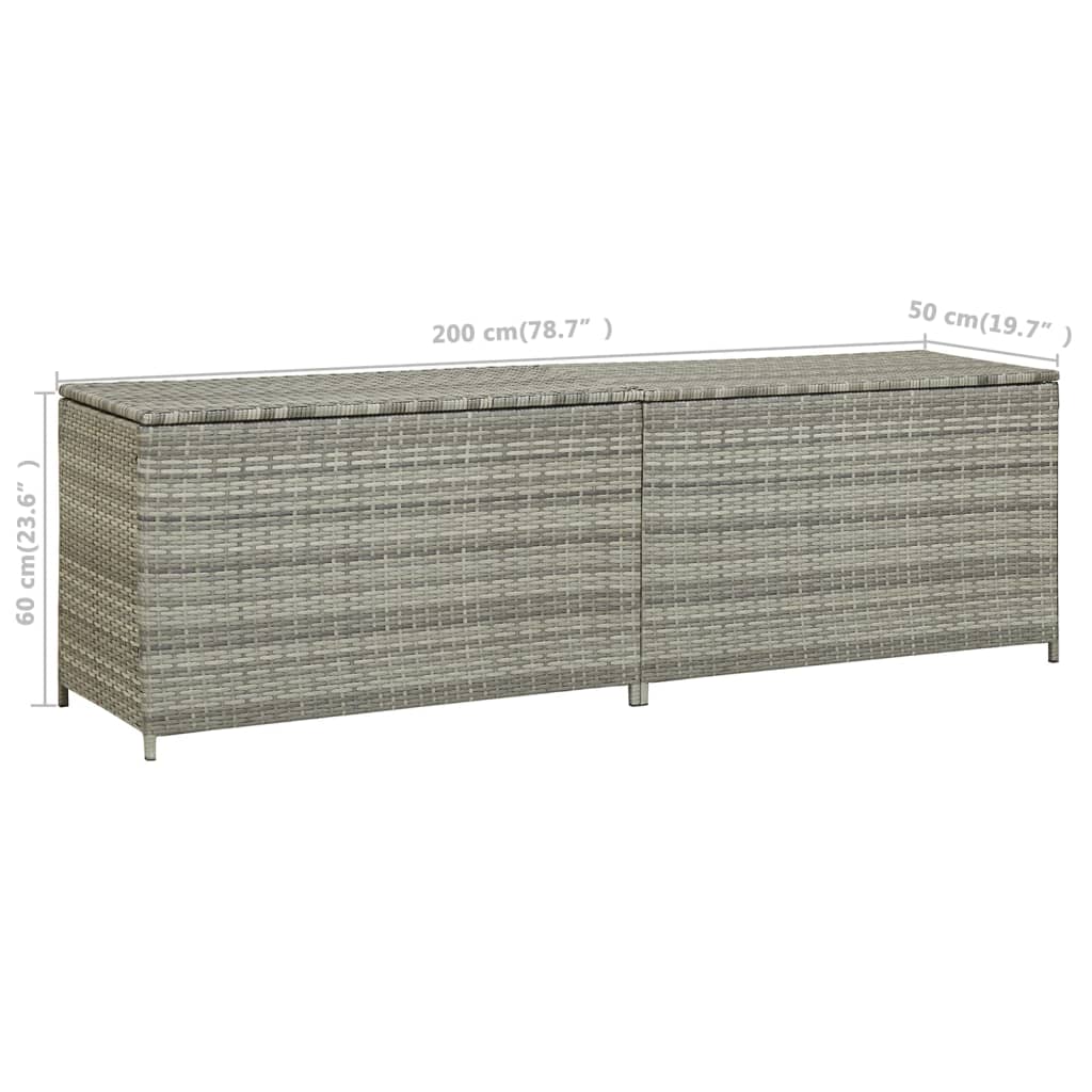 Tuinbox 200x50x60 cm poly rattan grijs - Afbeelding 8