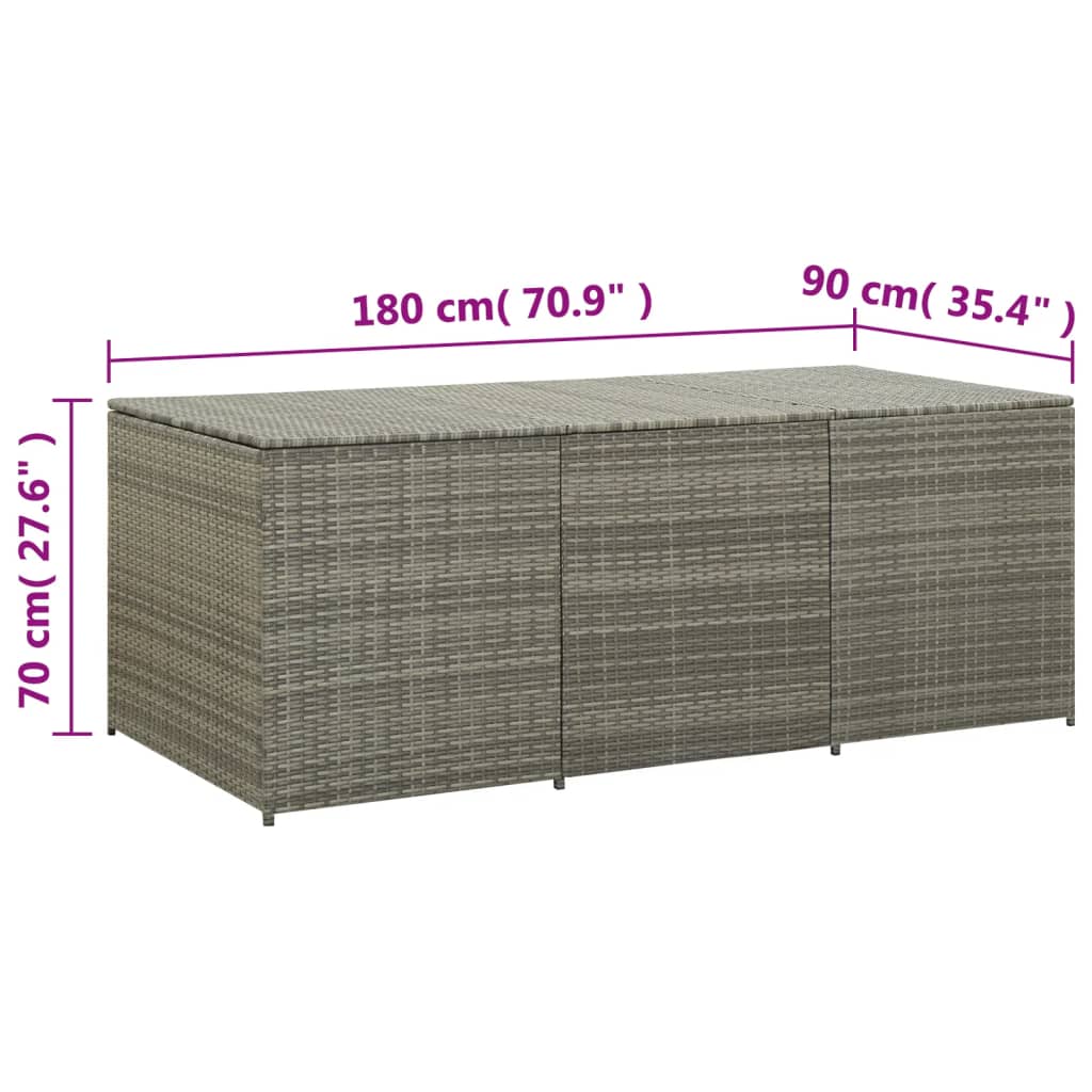 Tuinbox 180x90x70 cm poly rattan grijs - Afbeelding 9