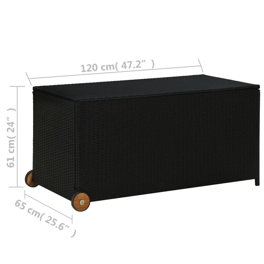 Tuinbox 120x65x61 cm poly rattan zwart - Afbeelding 9