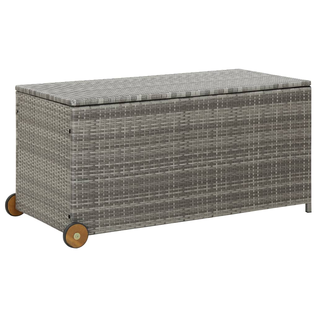 Tuinbox 120x65x61 cm poly rattan lichtgrijs - Afbeelding 2