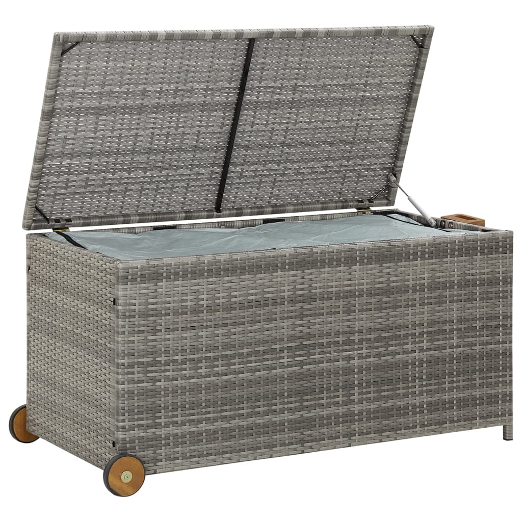 Tuinbox 120x65x61 cm poly rattan lichtgrijs - Afbeelding 6
