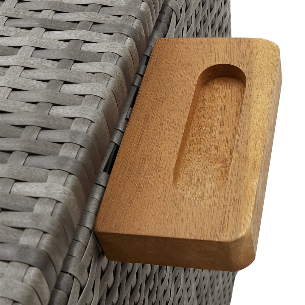 Tuinbox 120x65x61 cm poly rattan lichtgrijs - Afbeelding 7
