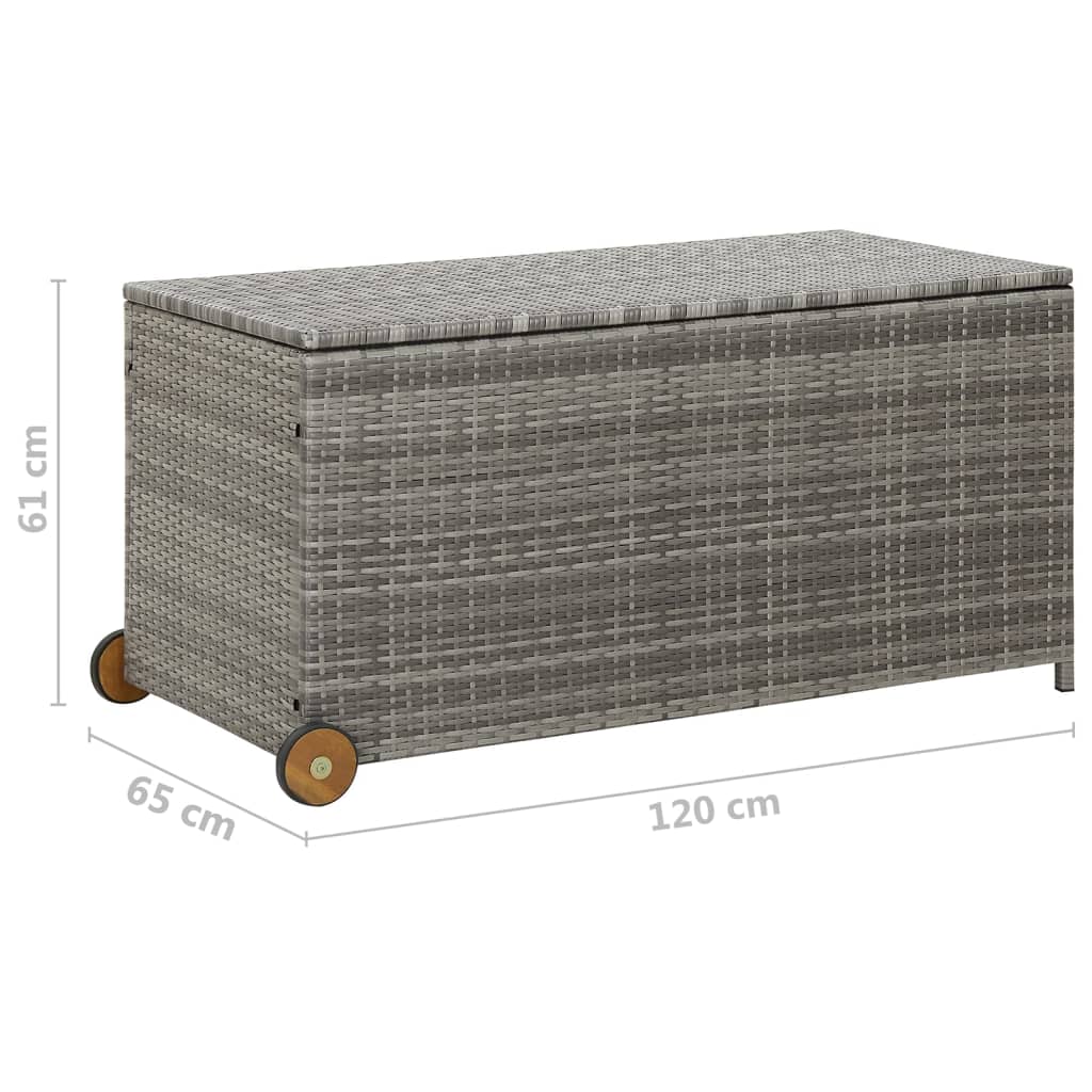 Tuinbox 120x65x61 cm poly rattan lichtgrijs - Afbeelding 9