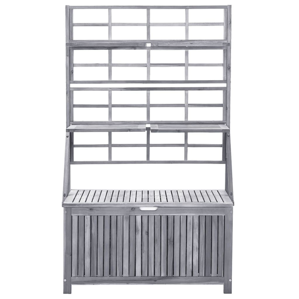 Opbergbox met latwerk 99x55x160 cm massief acaciahout grijs - Afbeelding 3