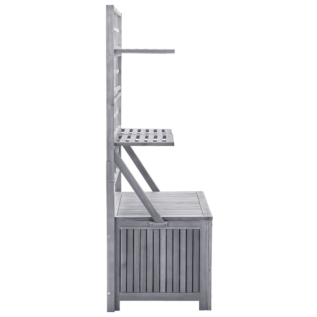 Opbergbox met latwerk 99x55x160 cm massief acaciahout grijs - Afbeelding 4
