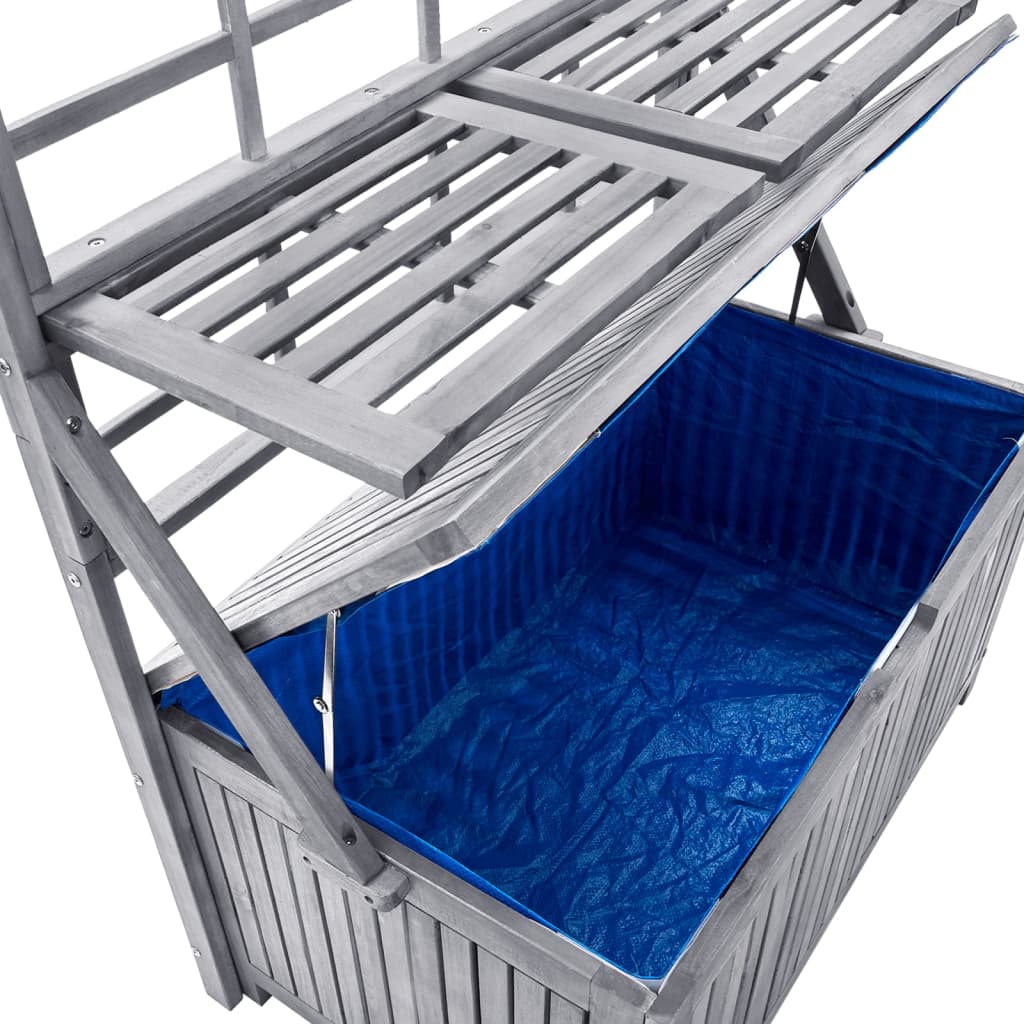 Opbergbox met latwerk 99x55x160 cm massief acaciahout grijs - Afbeelding 7