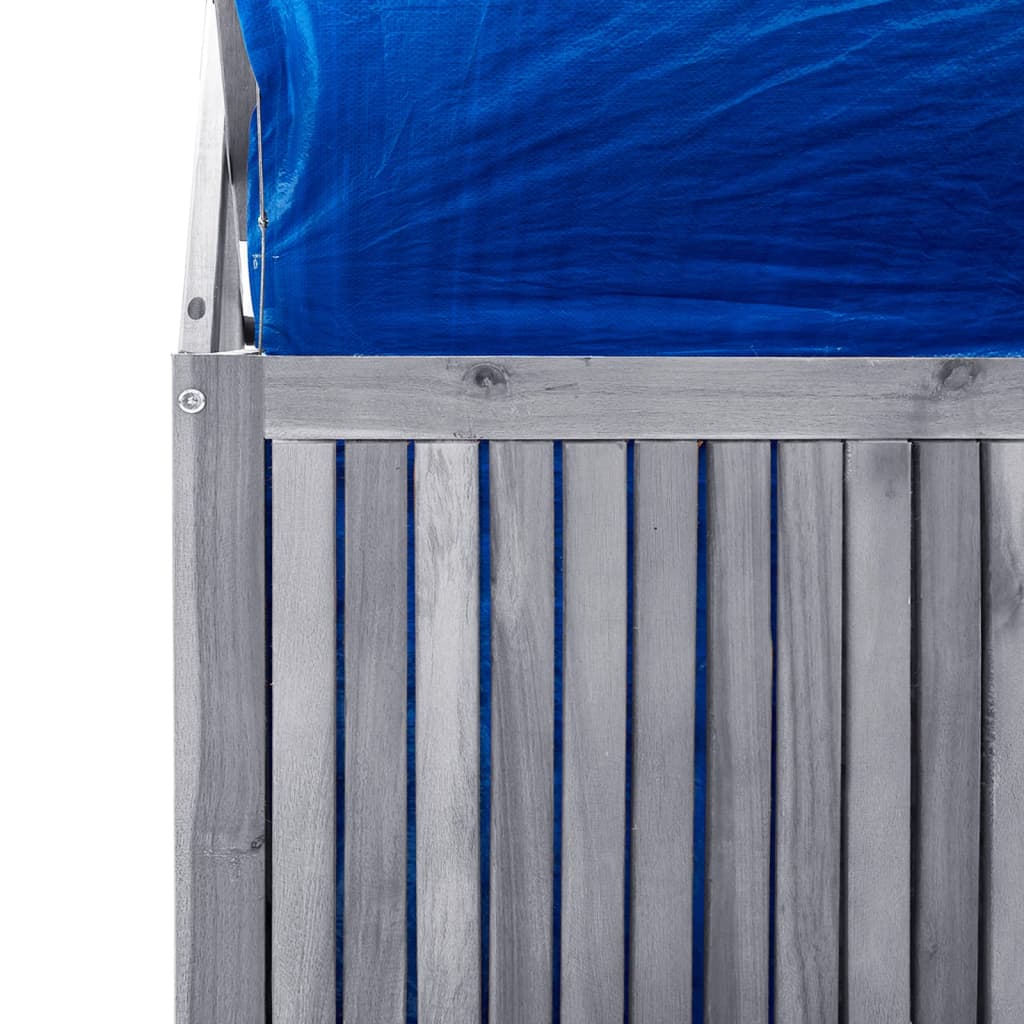 Opbergbox met latwerk 99x55x160 cm massief acaciahout grijs - Afbeelding 8