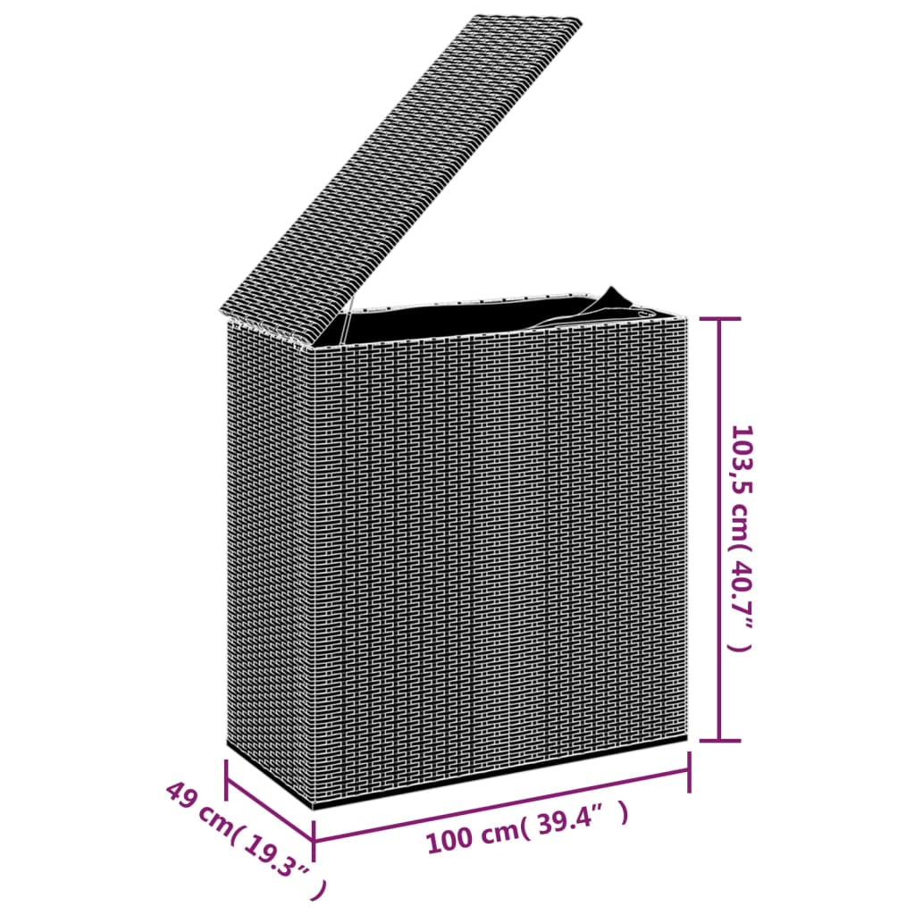 Tuinbox 100x49x103,5 cm polyetheen rattan grijs - Afbeelding 6