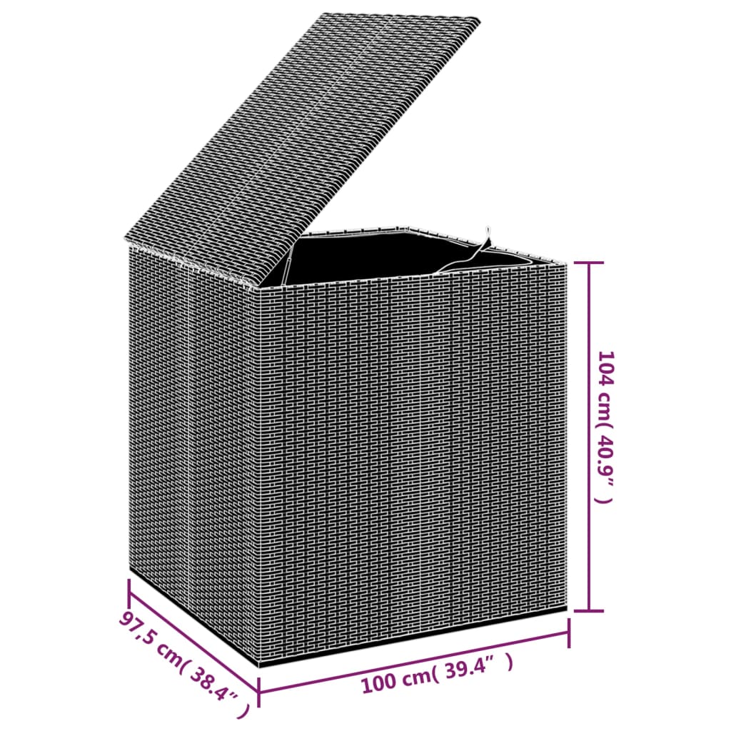 Tuinbox 100x97,5x104 cm polyetheen rattan grijs - Afbeelding 6