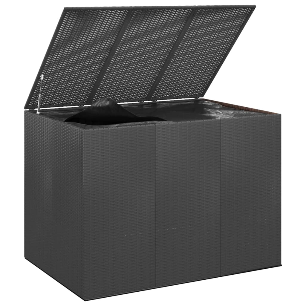 Tuinbox 145x100x103 cm polyetheen rattan zwart - Afbeelding 3