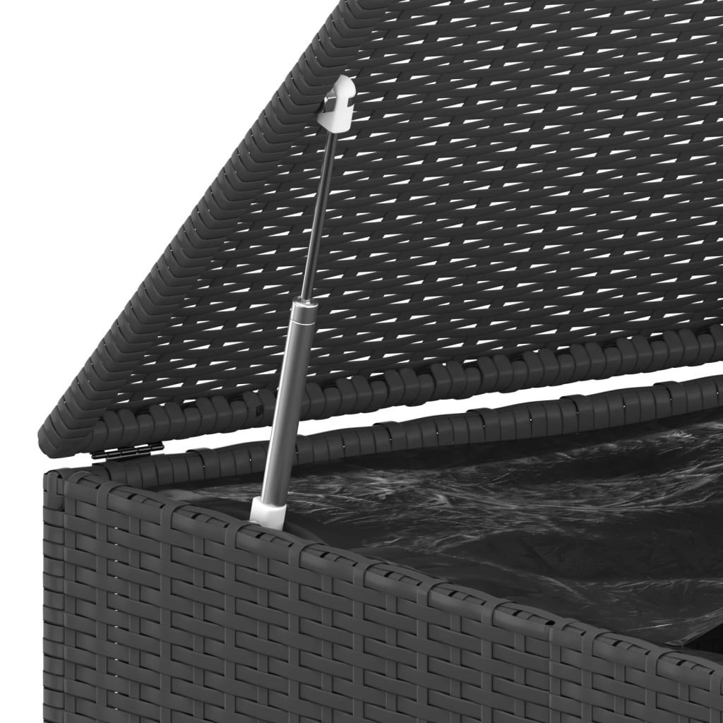 Tuinbox 145x100x103 cm polyetheen rattan zwart - Afbeelding 4