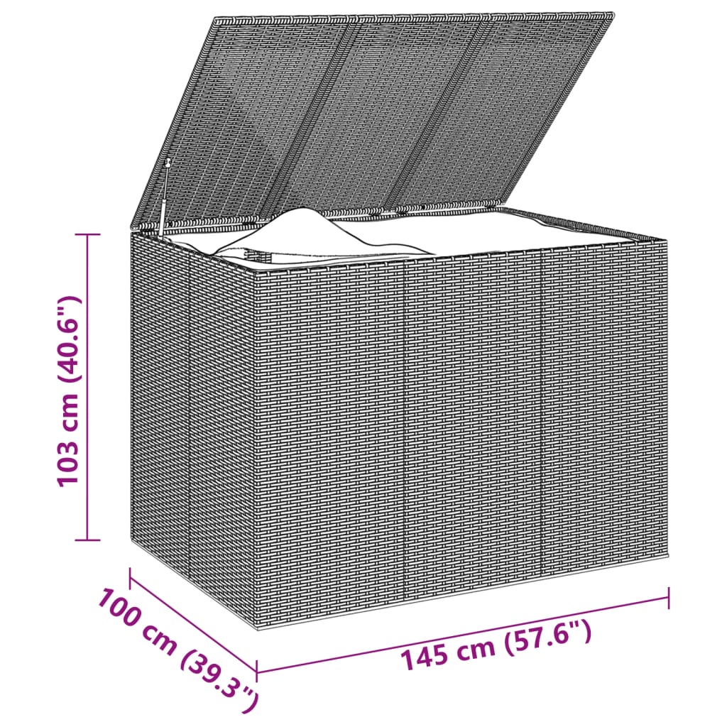 Tuinbox 145x100x103 cm polyetheen rattan zwart - Afbeelding 5