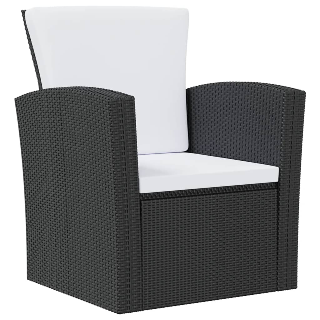 16-delige Loungeset met kussens poly rattan zwart - Afbeelding 3