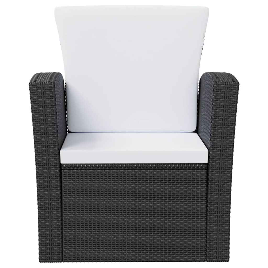 16-delige Loungeset met kussens poly rattan zwart - Afbeelding 4