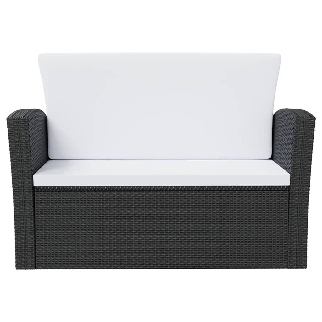 16-delige Loungeset met kussens poly rattan zwart - Afbeelding 6