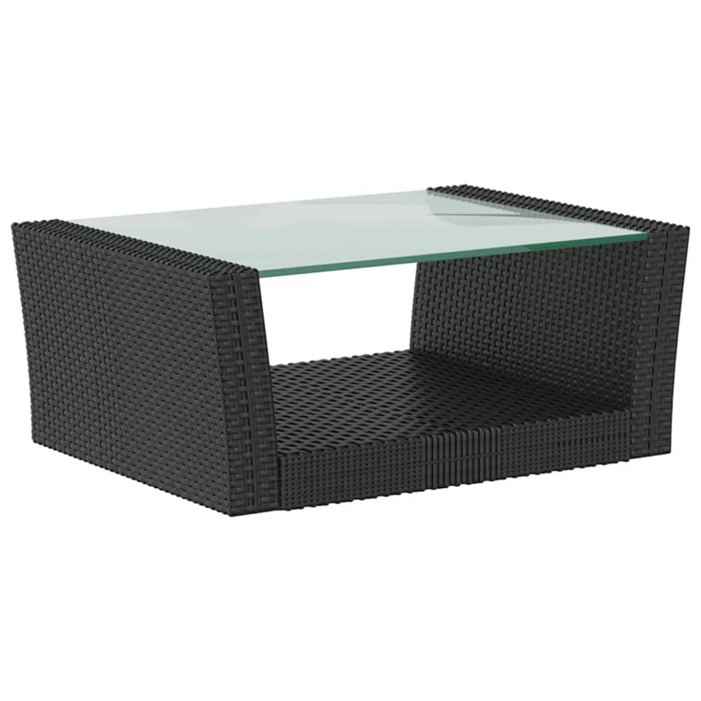 16-delige Loungeset met kussens poly rattan zwart - Afbeelding 7