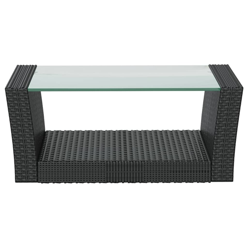16-delige Loungeset met kussens poly rattan zwart - Afbeelding 8