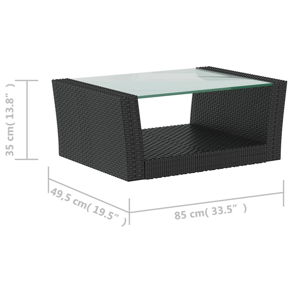 16-delige Loungeset met kussens poly rattan zwart - Afbeelding 11