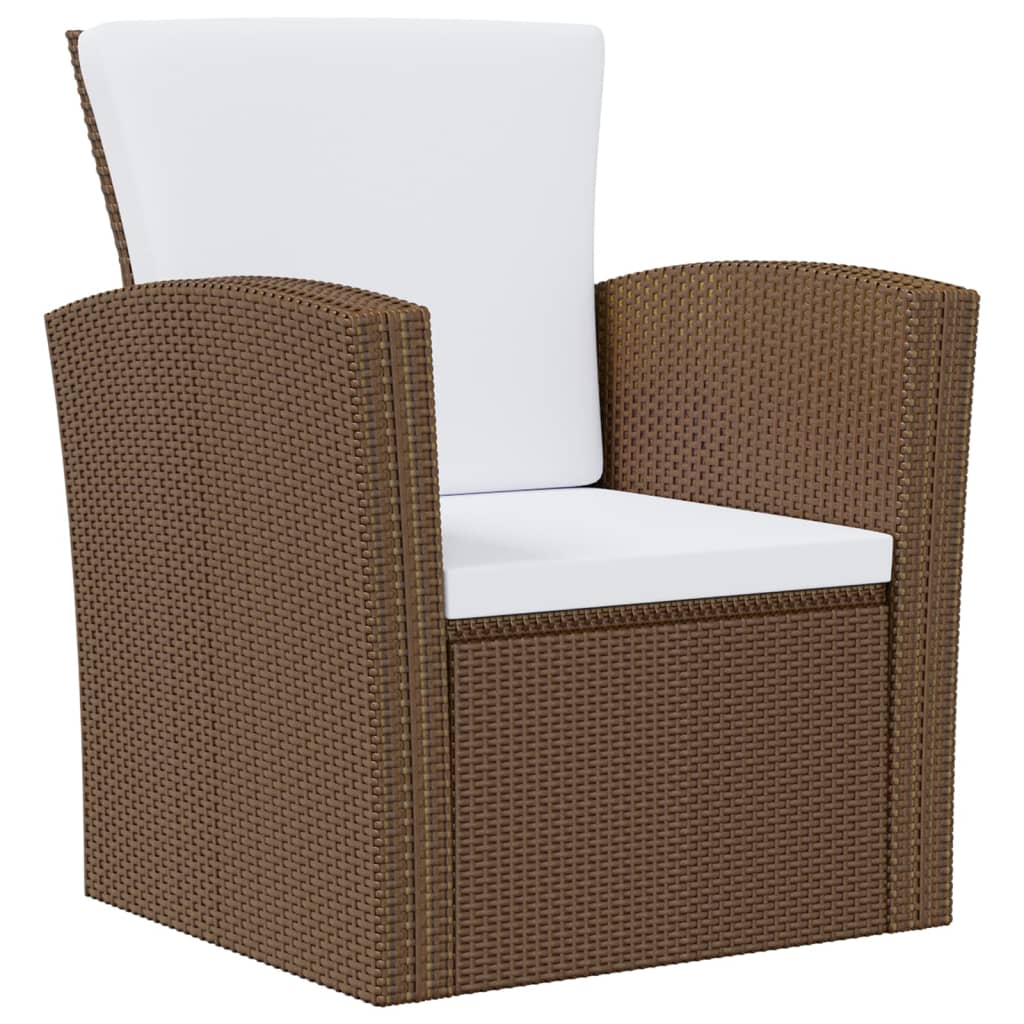16-delige Loungeset met kussens poly rattan bruin - Afbeelding 3
