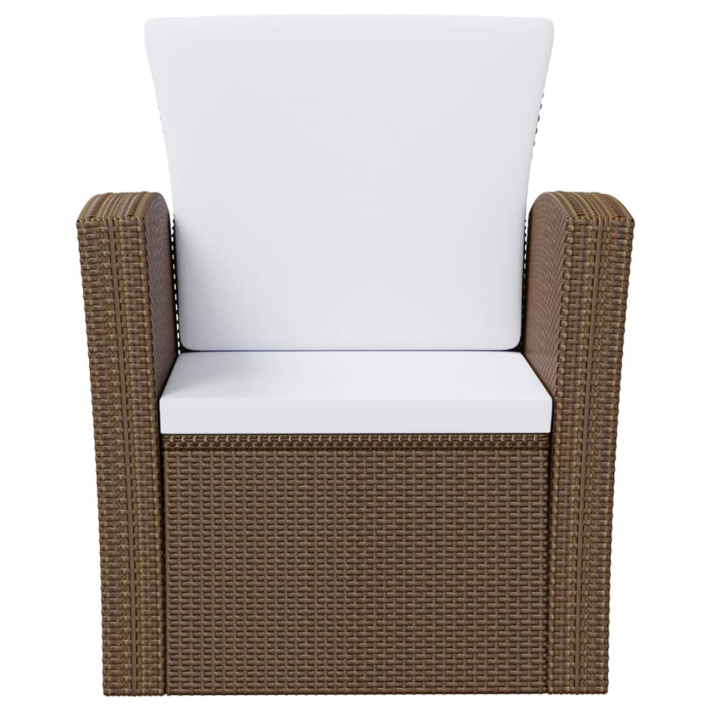 16-delige Loungeset met kussens poly rattan bruin - Afbeelding 4