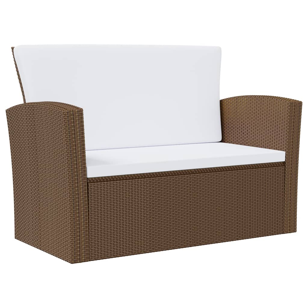 16-delige Loungeset met kussens poly rattan bruin - Afbeelding 5