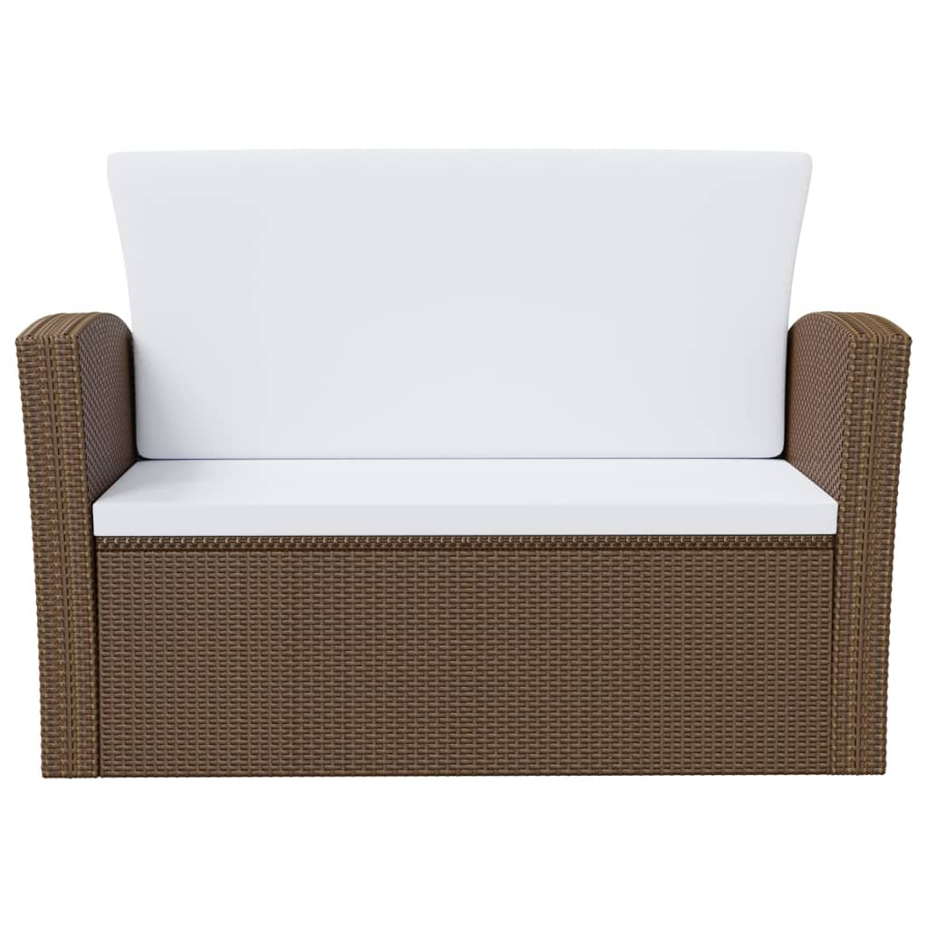 16-delige Loungeset met kussens poly rattan bruin - Afbeelding 6